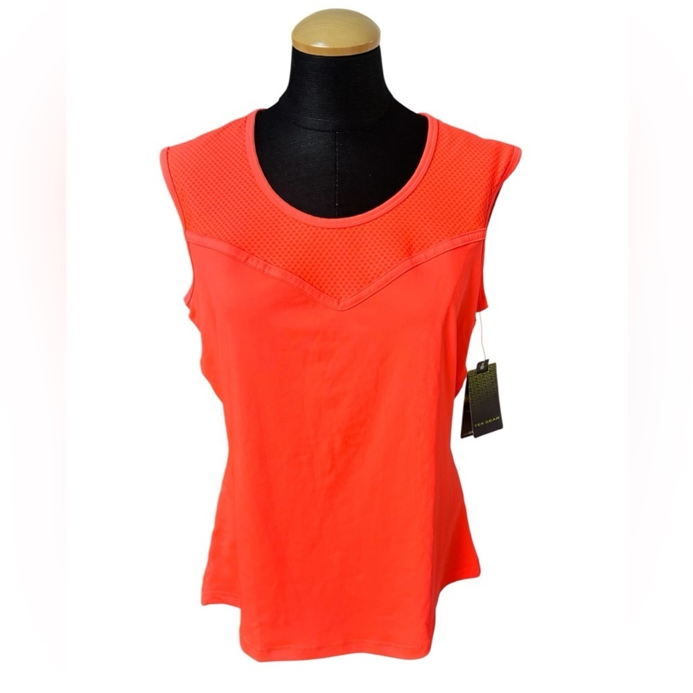 NWT Tek Gear DryTek Neon Coral Mesh Yoke Active Tank Top - Large